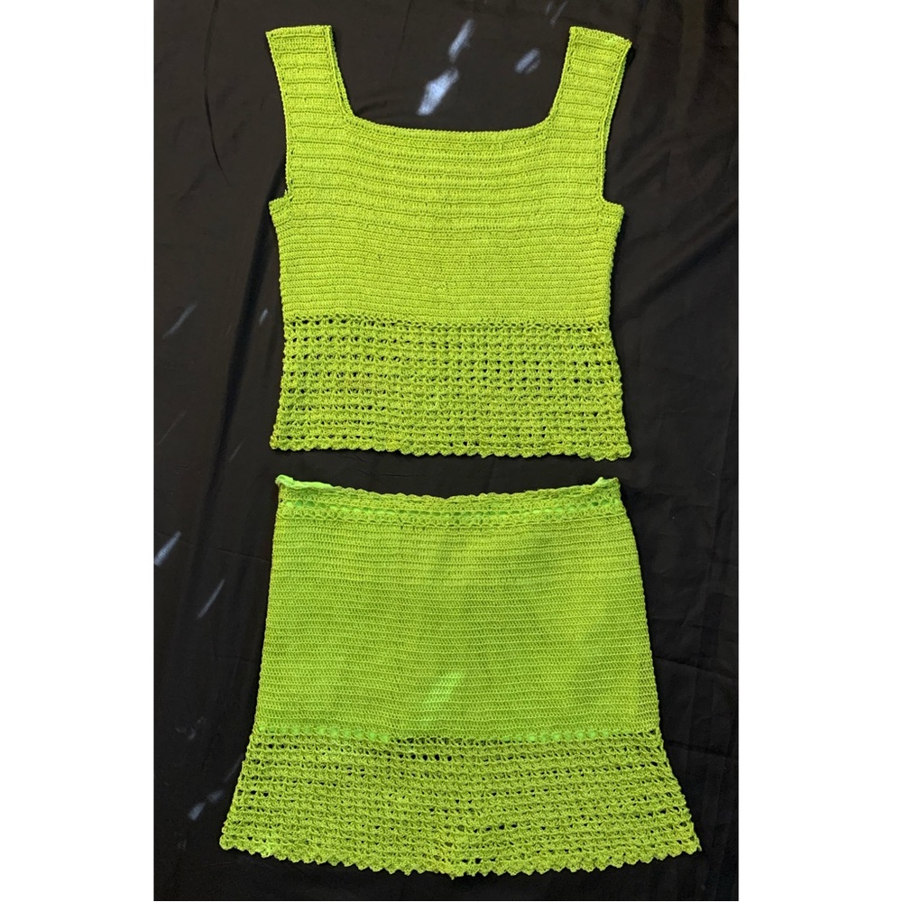 Crochet Tank and Mini Skirt Matching Co-Ord Set
